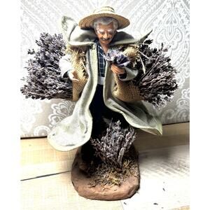 Vintage Santon Figurine French Provence Lavender Farmer by Créations David Assou